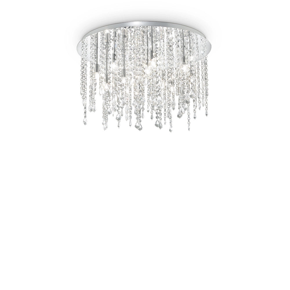 Plafoniera Classica Royal Metallo-Cristallo Cromo 12 Luci G9 3W 3000K Luce Calda