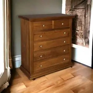 cassettiera cinquino in legno arte povera noce scuro 4 + 2 larga