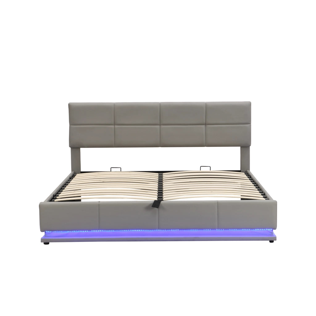 letto imbottito in ecopelle grigio cemento 180 x 200 cm
