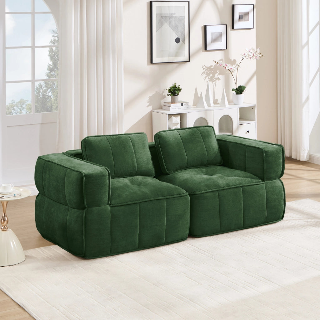 Divano modulare verde 198x93x67 cm in poliestere; senza montaggio