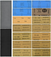 Set di carta vetrata 60 pezzi - Corrugazione 120/150/180/240/400/600/800/1000/1200/1500/2000/2500/3000/4000/5000 - Impermeabile - Per parete/metallo/legno - Dimensioni 23 x 9,3 cm - Adatto per schiarire superfici umide/secche - Lame di schiarimento