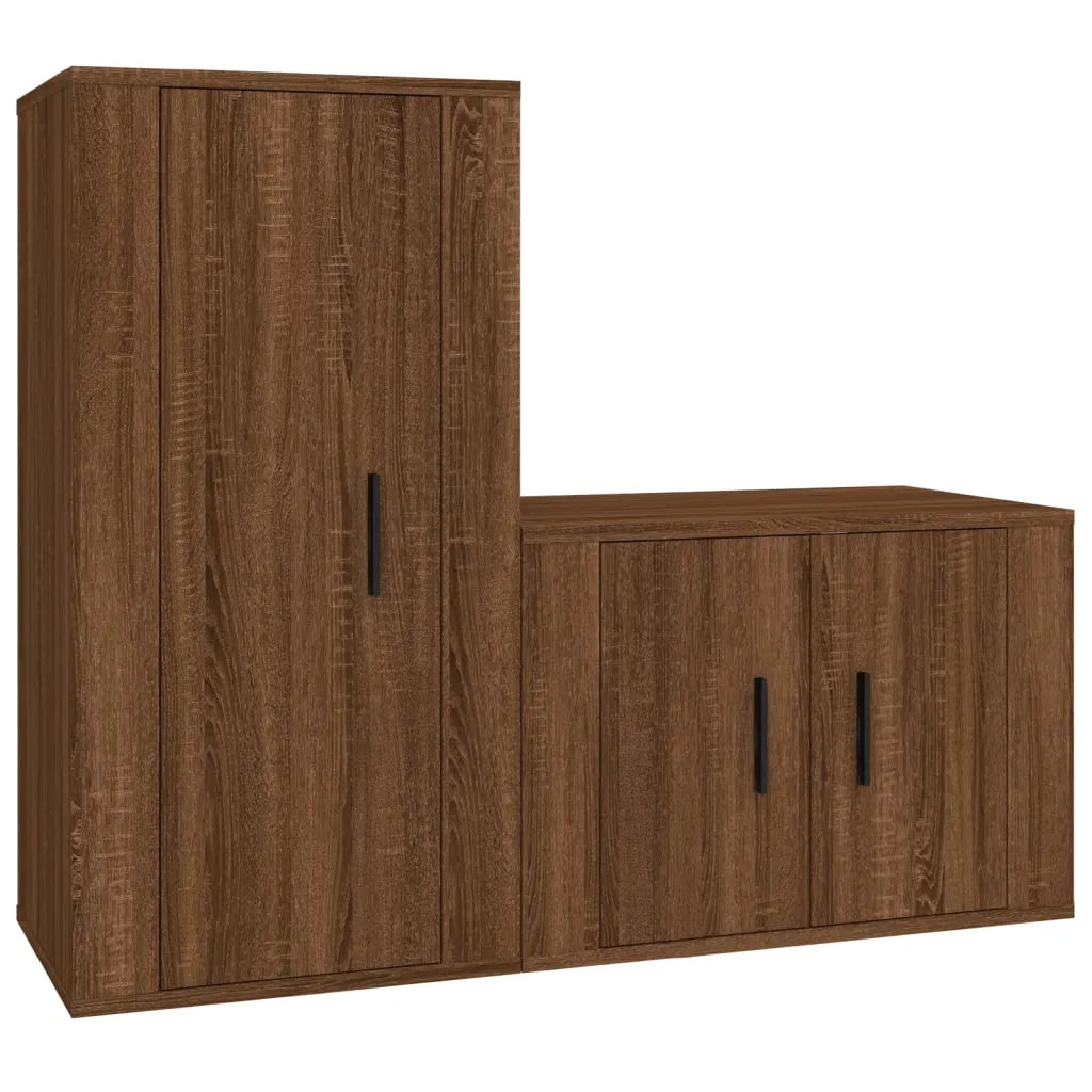 Set Mobili Porta TV 2 pz Rovere Marrone in Legno Multistrato 3188461