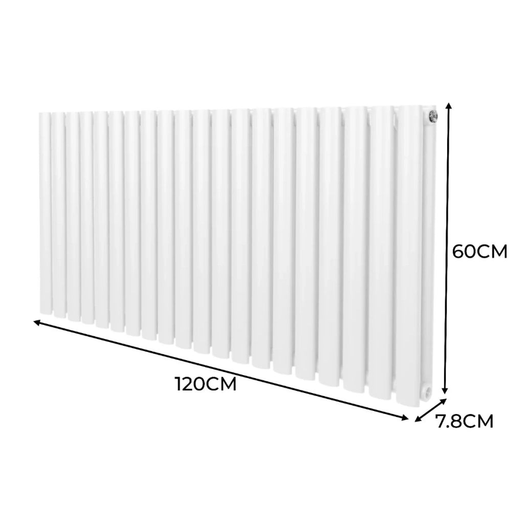 Radiatore a colonna ovale e valvole cromate TRV - 600 mm x 1200mm - Bianco