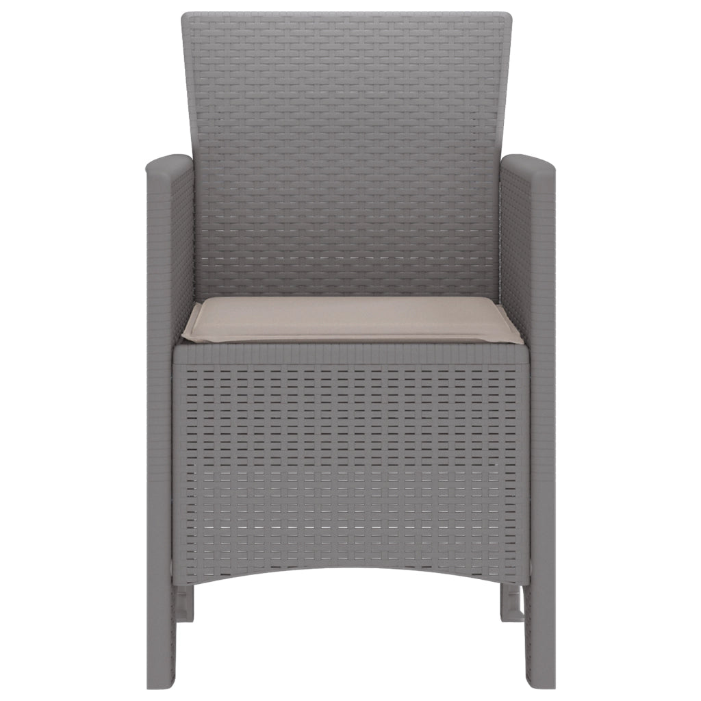 Set di 4 sedie da giardino con cuscini grigio chiaro in polyrattan