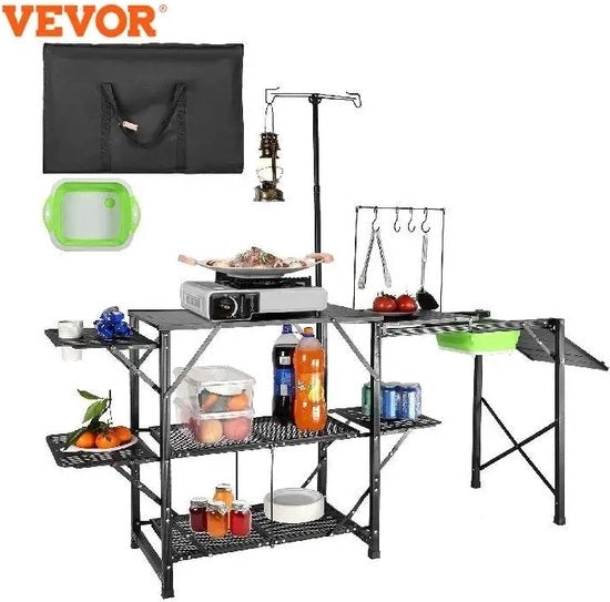 Tavolo da Campeggio con Lavello - Ripiegabile - 9,7 KG - 126cm x 46cm x 81cm