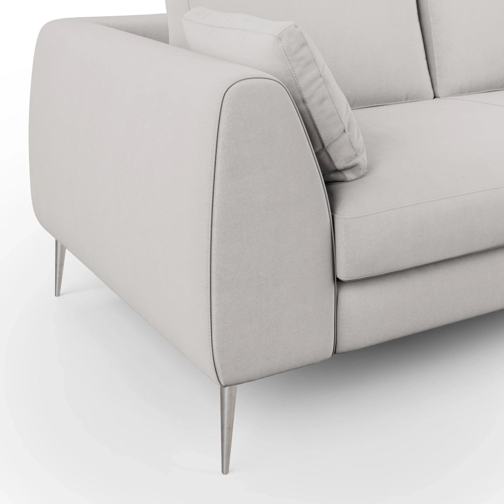 Plano Divano moderno in microfibra tecnica smacchiabile T11 216 cm grigio chiaro