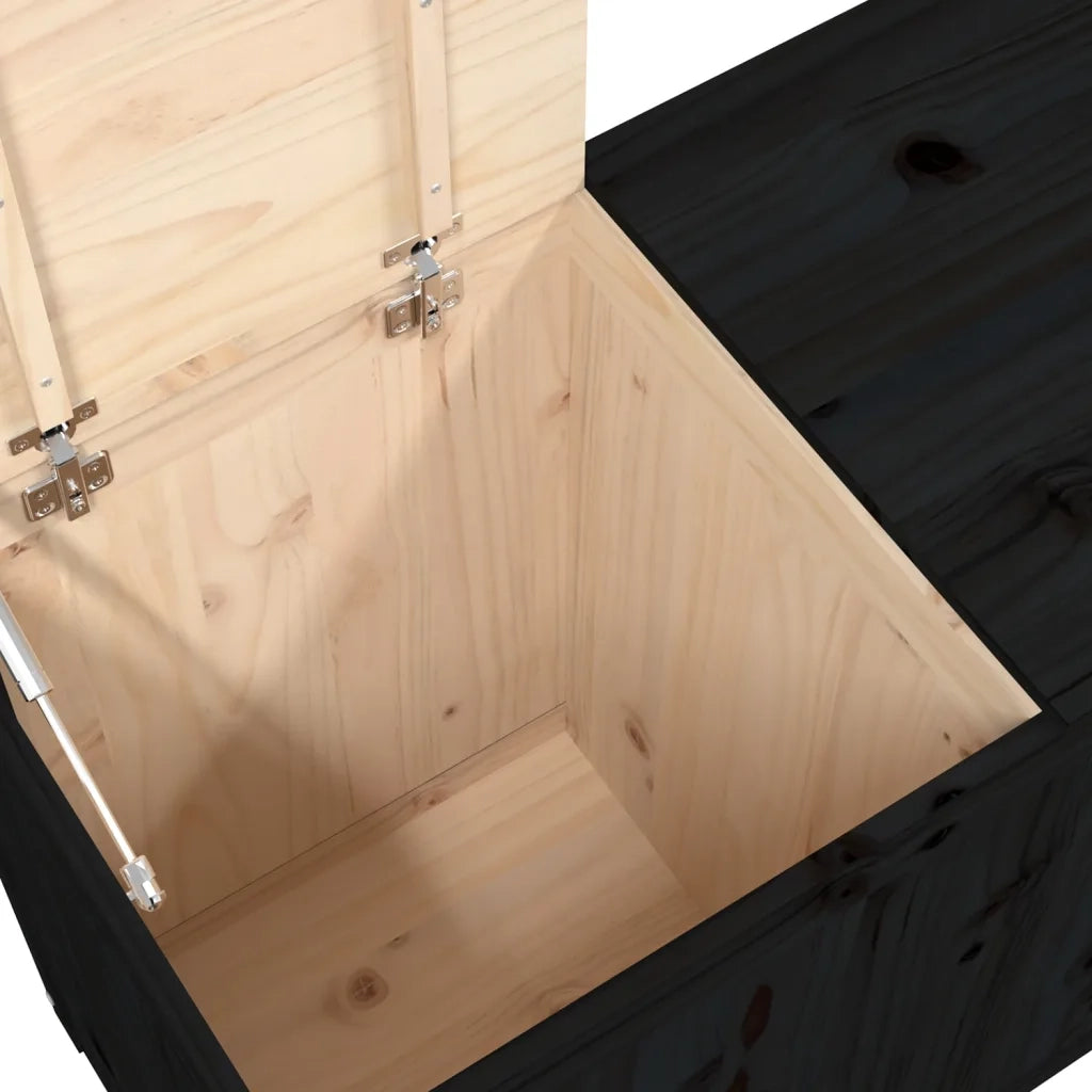 Contenitore per Bucato Nero 88,5x44x66 cm Legno Massello Pino 823573