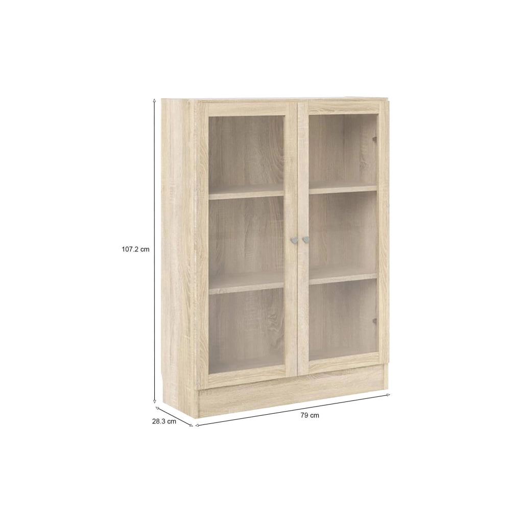 Libreria Amphan, Scaffale da ufficio, Mobile portalibri, Biblioteca, 79x28 h107 cm, Quercia