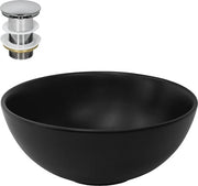 Wastafel ceramica con sistema di scarico senza sovrappiù Ø 32x13,5 cm nero