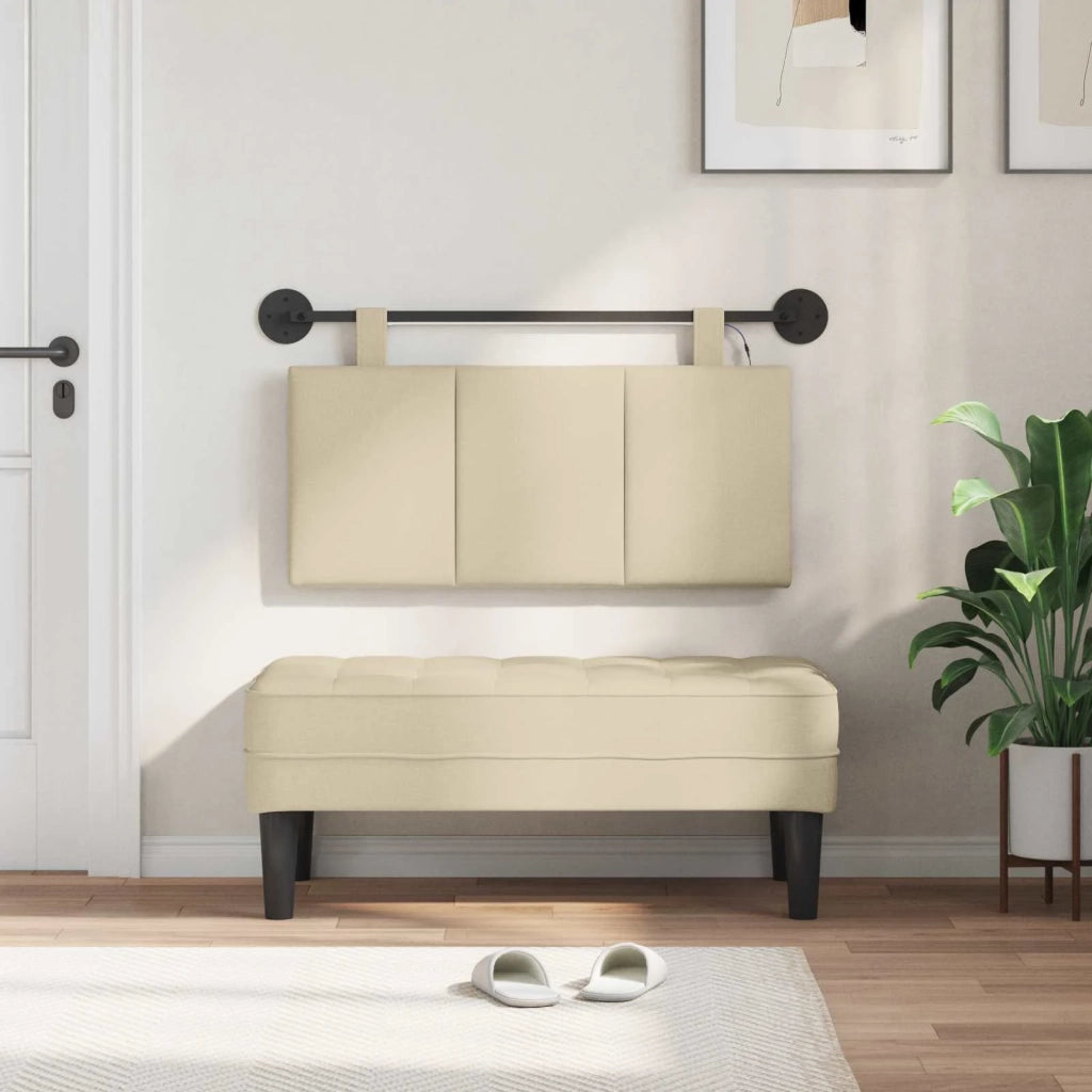 Testiera | Testata sospesa Con luce LED Crema Tessuto