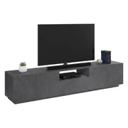 Mobile da soggiorno Porta Azzurras, Made in Italy, Credenza per Azzurras da salotto a 4 ante e 1 cassetto, cm 220x43h46, Grigio Ardesia, con luce LED bianca