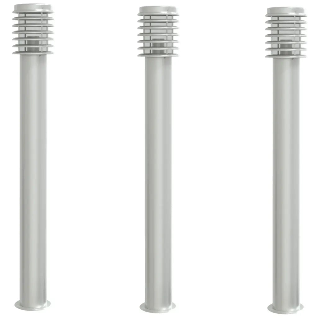 Lampade da Terra per Esterni 3 pz Argento 110cm in Acciaio Inox CFW7781072