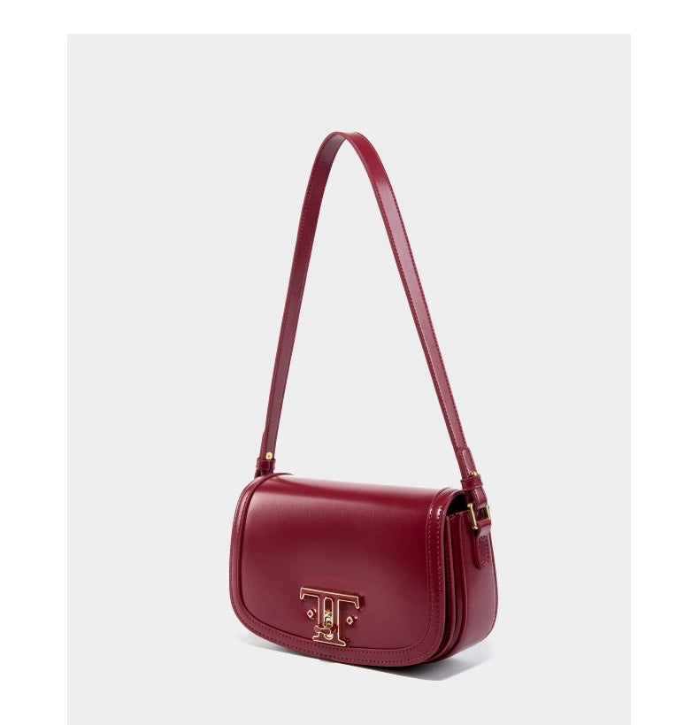 Borsa a tracolla da donna in vera pelle, colore rosso