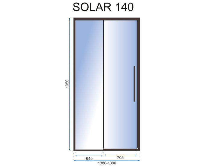 Porta Doccia Solar Black Mat 140