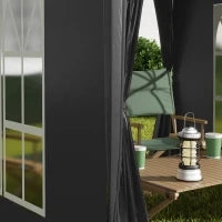 Tenda Garage Pieghevole con 4 Pareti Rimovibili, 2 finestre, Telaio in Metallo, 2 x 2m, Nero