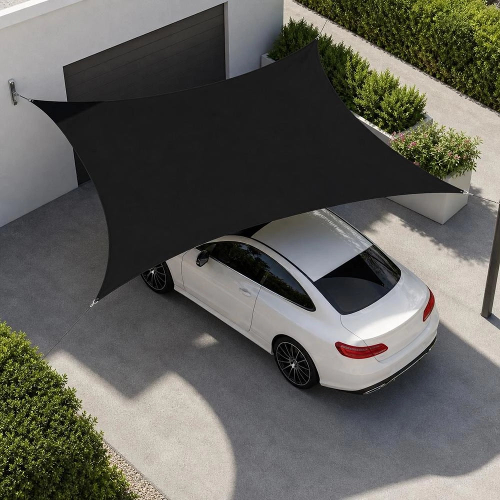 Rectangular Sunshade Sail Made Of Oxford Fabric, 3x5 M, Black