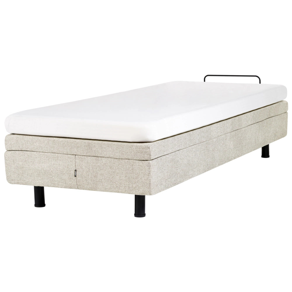 Letto Tessuto Beige chiaro Elettrico Regolabile con Telecomando 90 x 200 cm