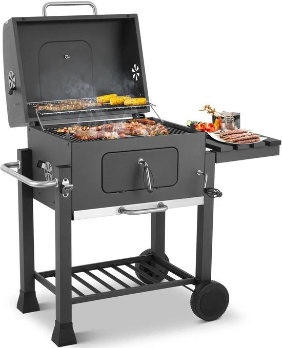 Griglia a Carbone con Tavola di Accompagnamento Pieghevole - BBQ - Barbecue - Grill a Carbone - Ideale per Picnic all'Aperto