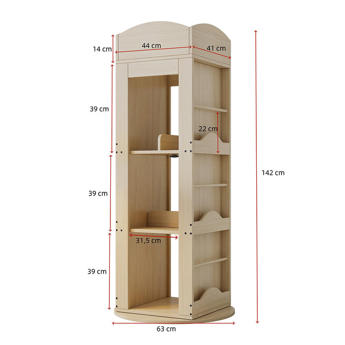 Libreria girevole - Xylo - Rotazione 360°, 4 ripiani, 142×63×63 cm