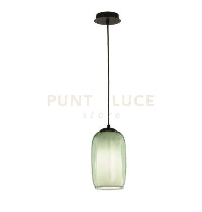 SOSPENSIONE BONNIE 3 VETRO VERDE 1 LUCE ATTACCO E27 D.15CM H.29CM