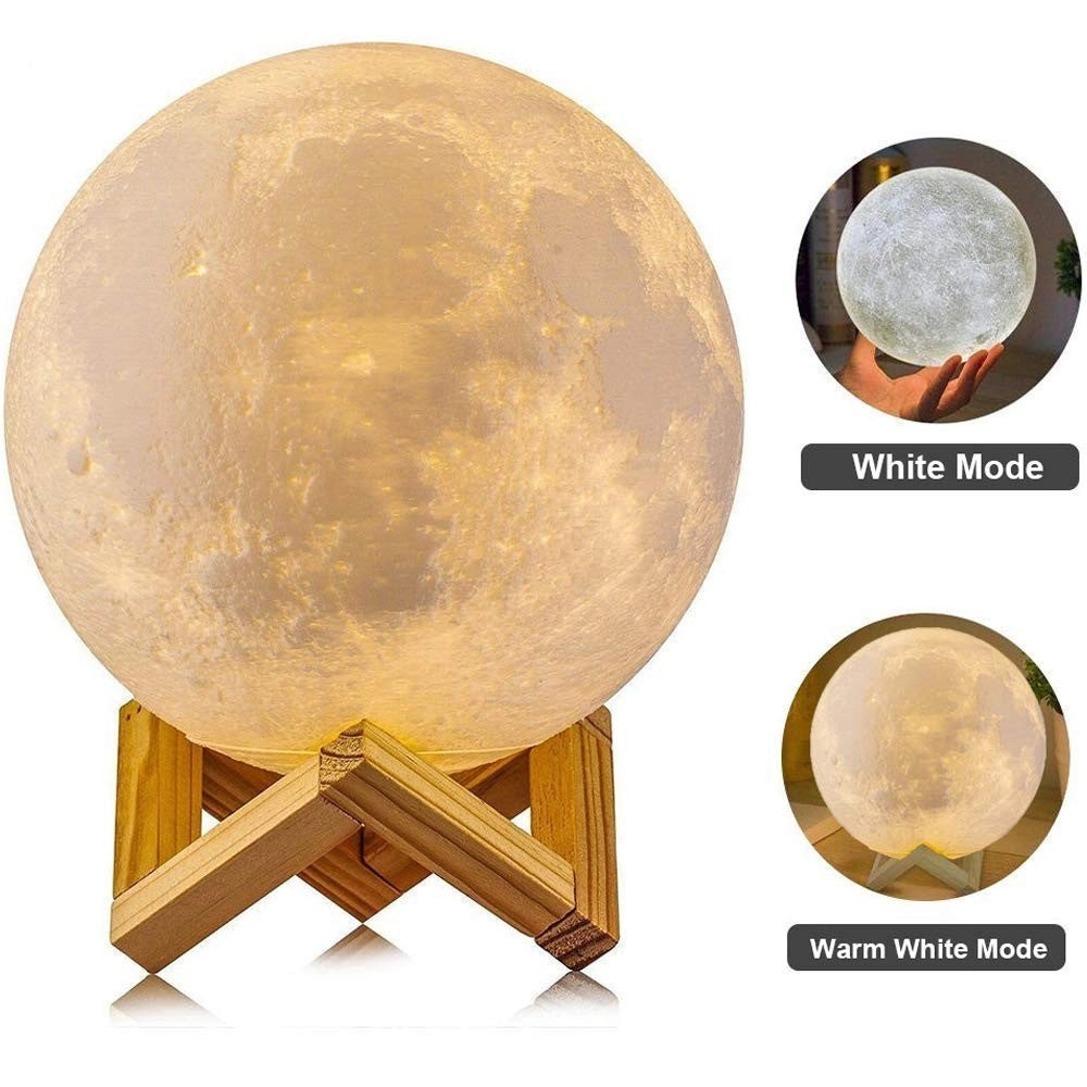 Trade Shop - Lampada Led 3d A Forma Di Luna Usb Luna Luce Regolabile Notturna Ricaricabile -