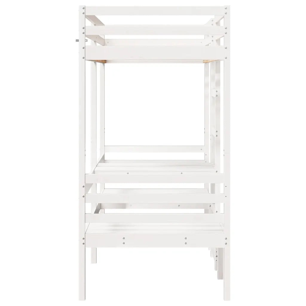 Giroletto Soppalco con Scrivania e Sedie Bianco 75x190cm Pino