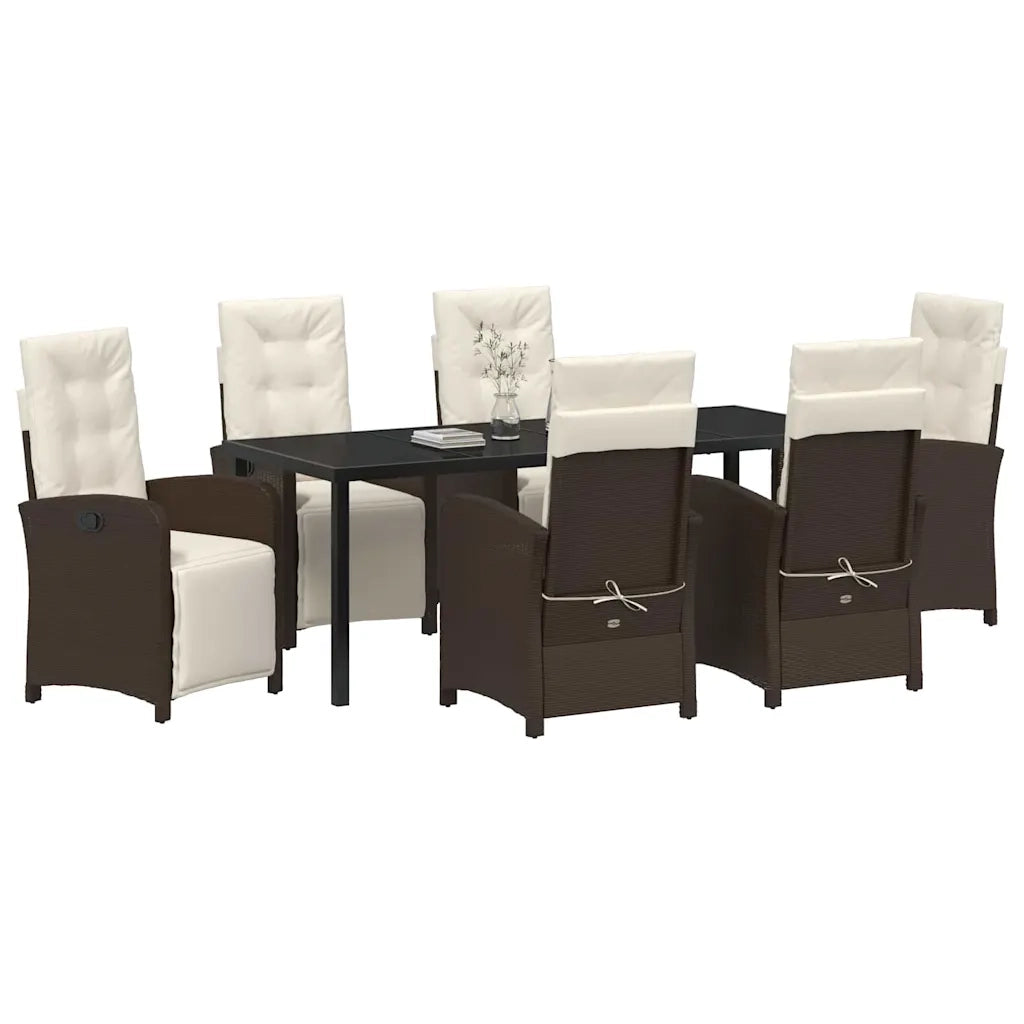 Set da Pranzo per Giardino con cuscino 7 pcs Marrone polyrattan 3380321