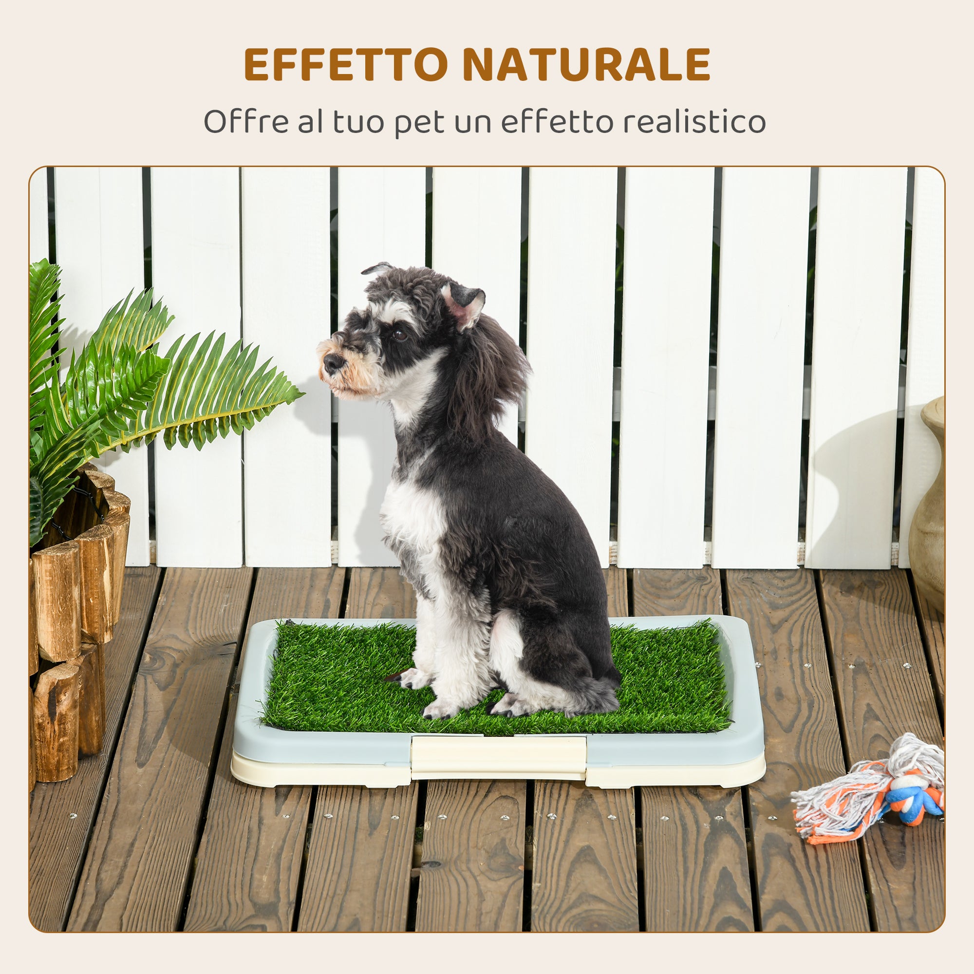 Lettiera per Cani 46,5x34x5,5 cm 3 Strati con Prato Sintetico Griglia e Vassoio Inferiore Bianco e Verde