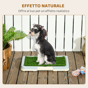 Lettiera per Cani 46,5x34x5,5 cm 3 Strati con Prato Sintetico Griglia e Vassoio Inferiore Bianco e Verde