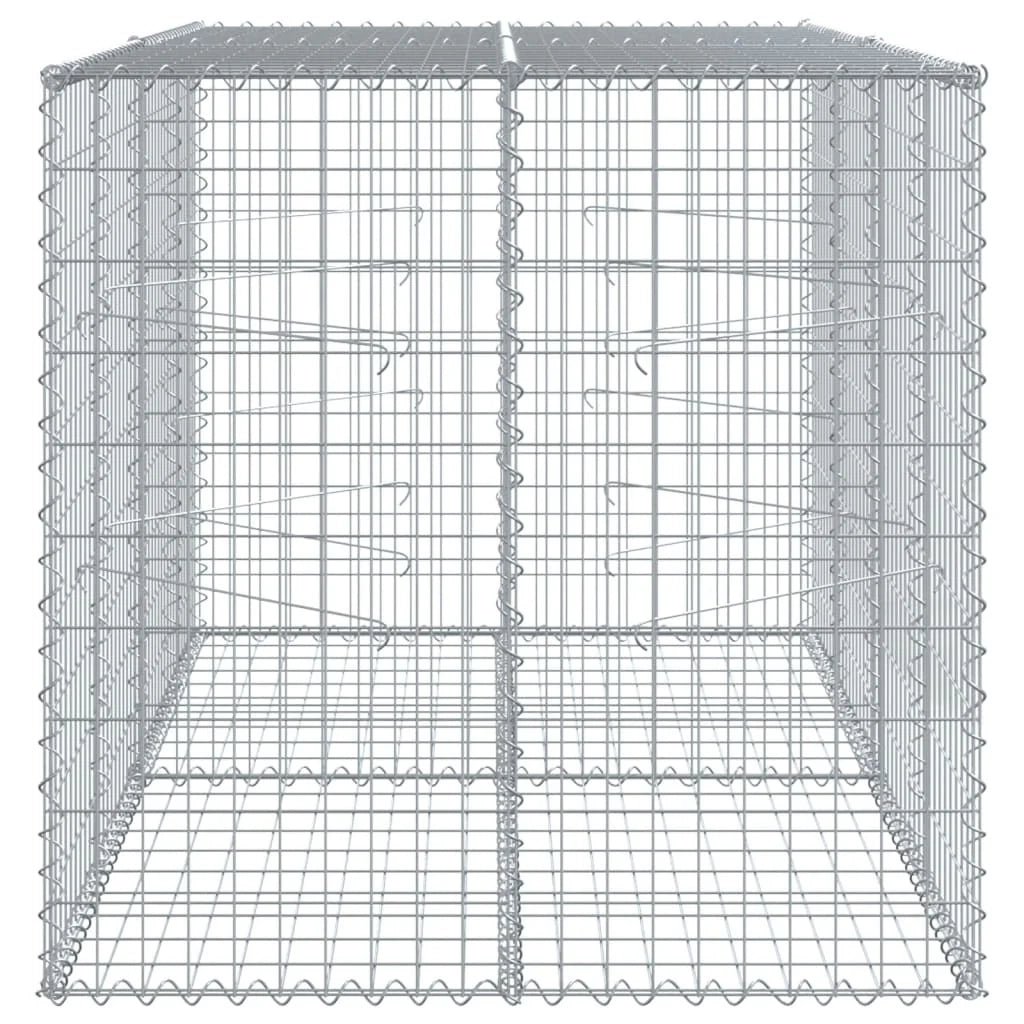 Gabbione recinto a gabbia muro di contenimento con coperchio 200 x 100 x 100 cm ferro zincato argento 02_0040139