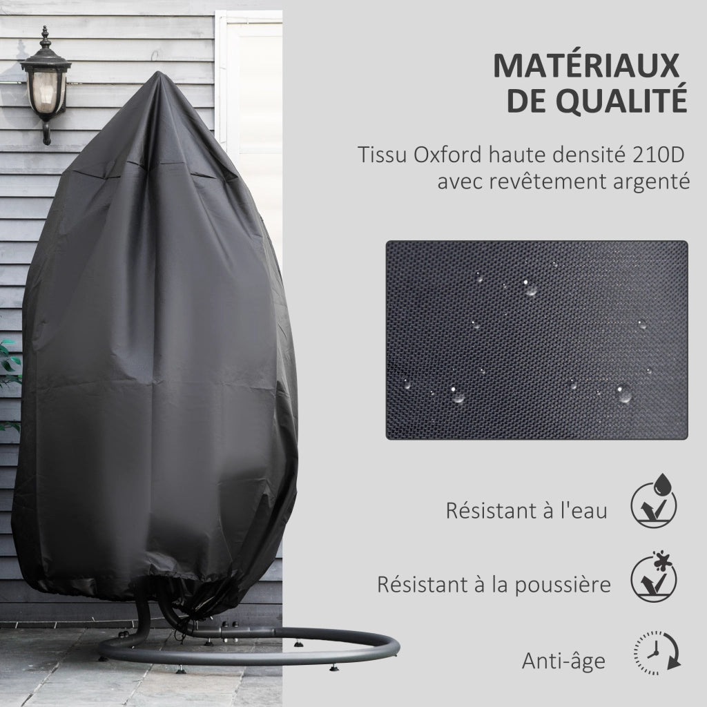 Rivestimento per Sedia a Uovo Sospesa ¨C Zephmum ¨C Tessuto Oxford 210D, Nero, ?115x190cm