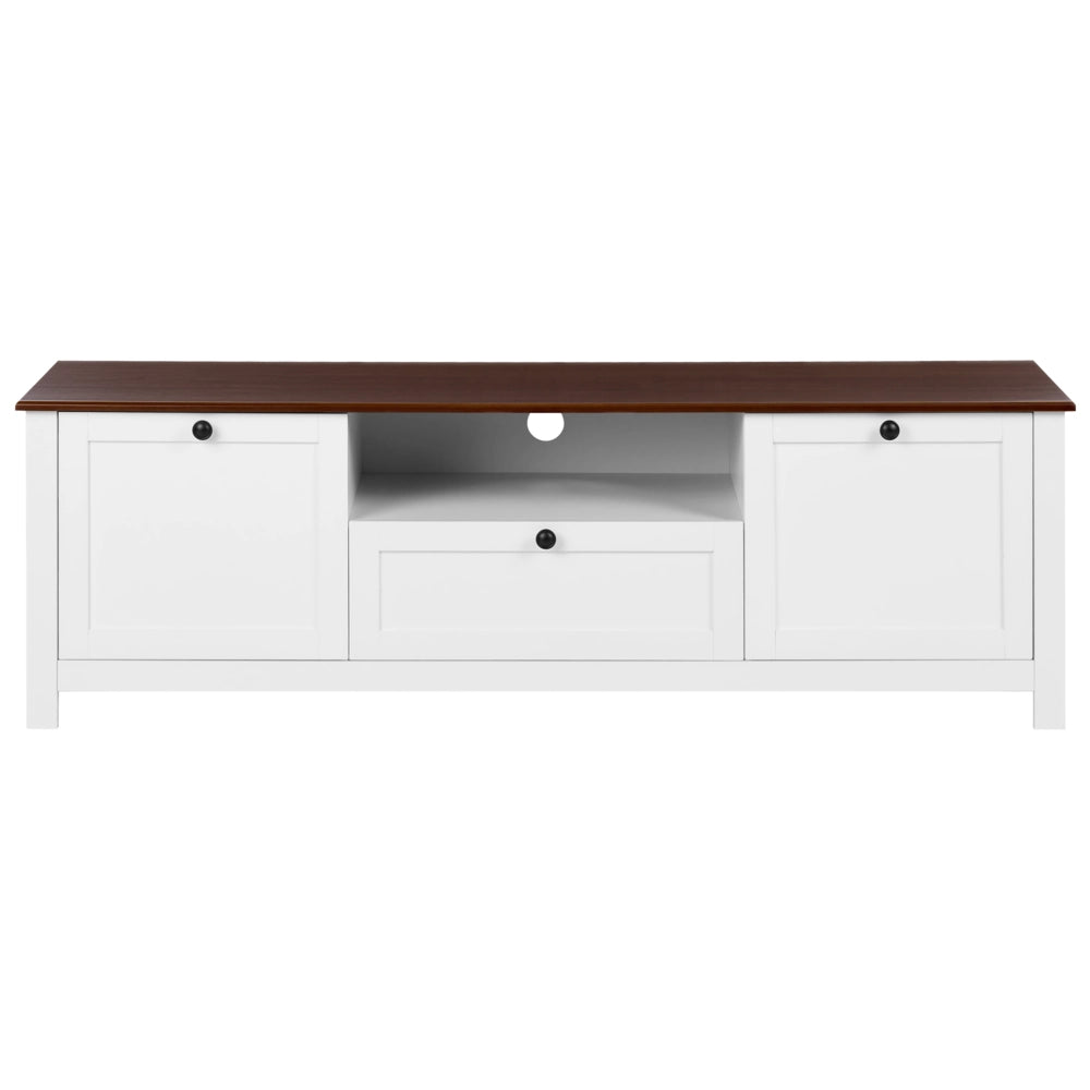 Mobile TV in MDF bianco con cassetto e 2 ante, stile rustico-country