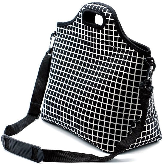 Lunchtas Isolante - Riciclabile e Lavabile - Reticolo Nero - Neoprene