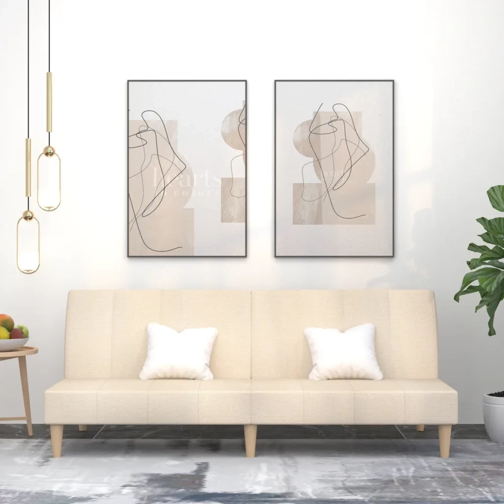 Divano letto | Sof¨¤ letto | Letto singolo a 2 Posti Crema in Tessuto