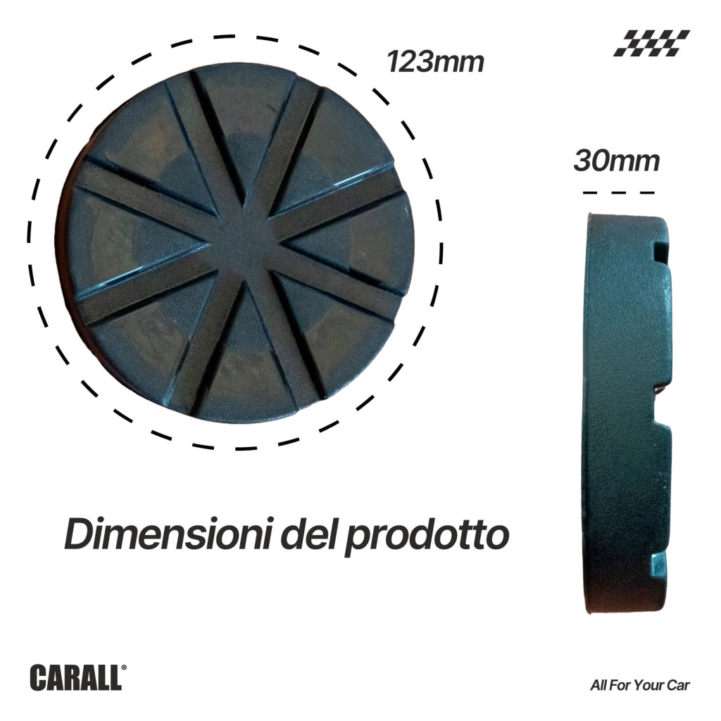 4 Pezzi Tamponi a Cuffia in Gomma Tondo per Ponti Sollevatori Diametro 123mm Spessore 22mm