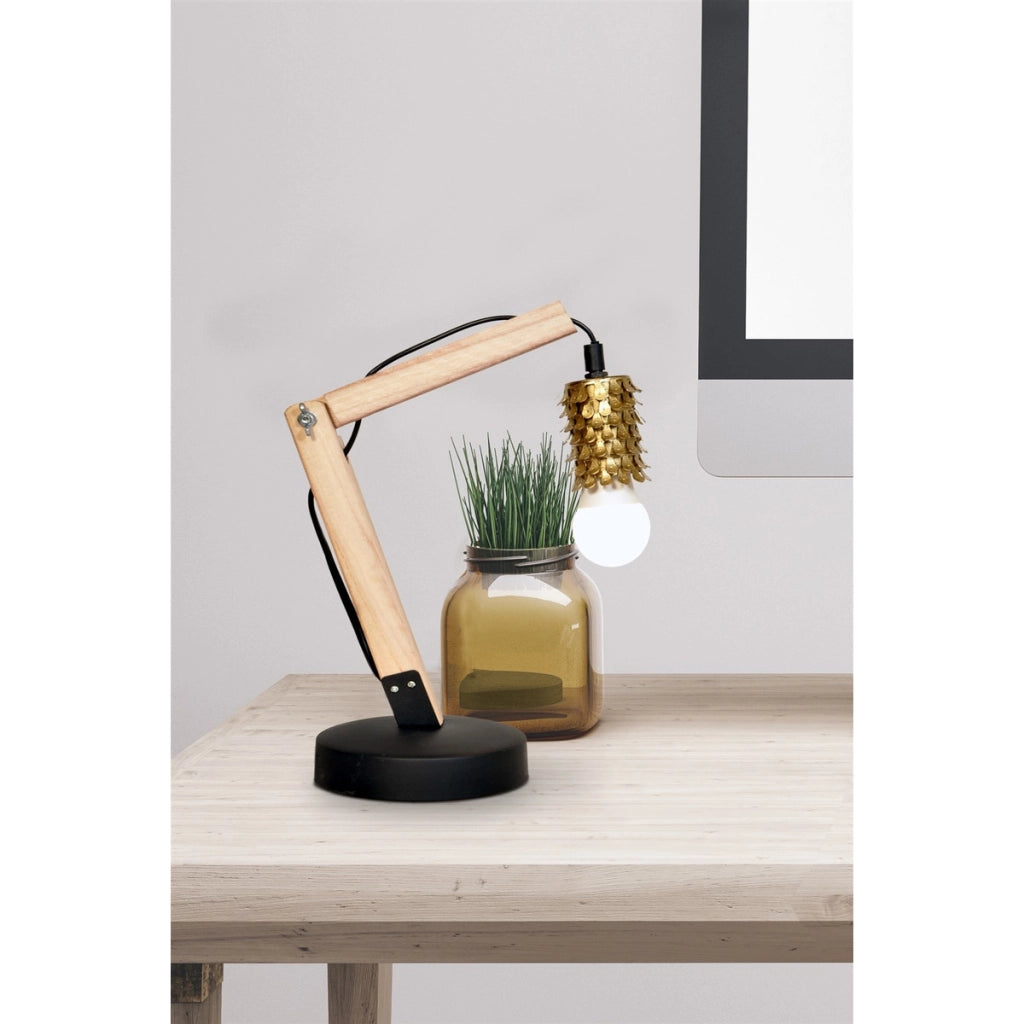 Lampada da tavolo Rossa IV in legno e metallo dorato