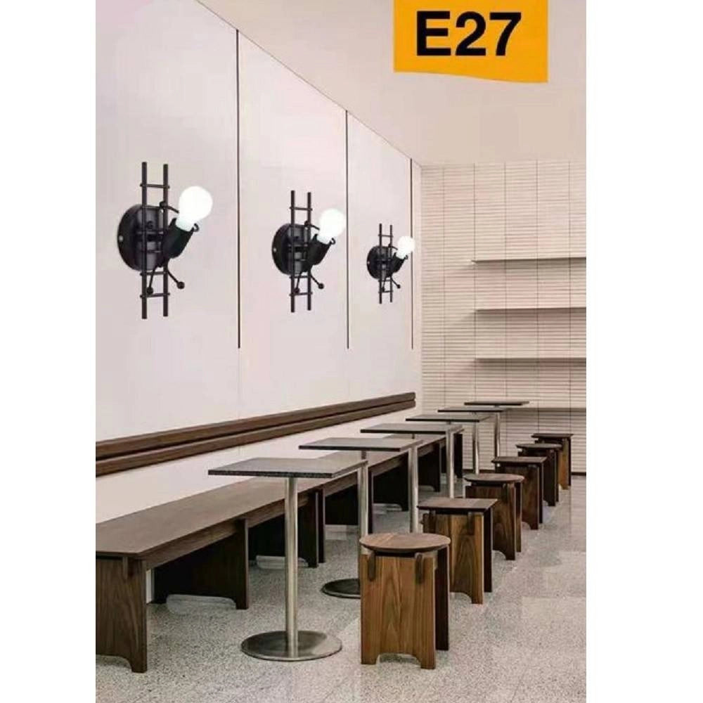 Trade Shop - Applique Da Parete Decorativo Forma Omino Sulla Scala In Metallo Attacco E27 Aq49 -