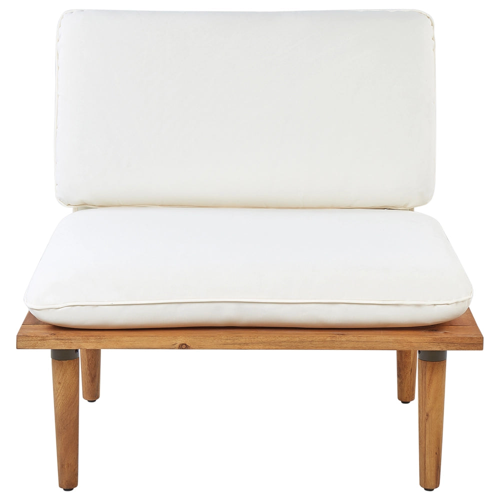 Set Divani Da Giardino Cuscini Bianchi In Legno Massello Di Acacia Set Conversazione Da Esterno Moderno A 2 Posti Poltrone Con Tavolino