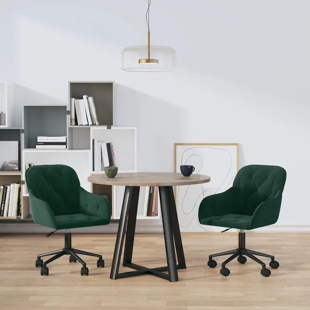 Sedie da Pranzo Girevoli 2 pz | Sedie da cucina Verde Scuro in Velluto