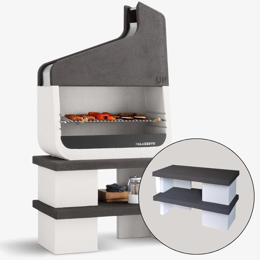Barbecue in cemento orlando con griglia regolabile e piano d'appoggio