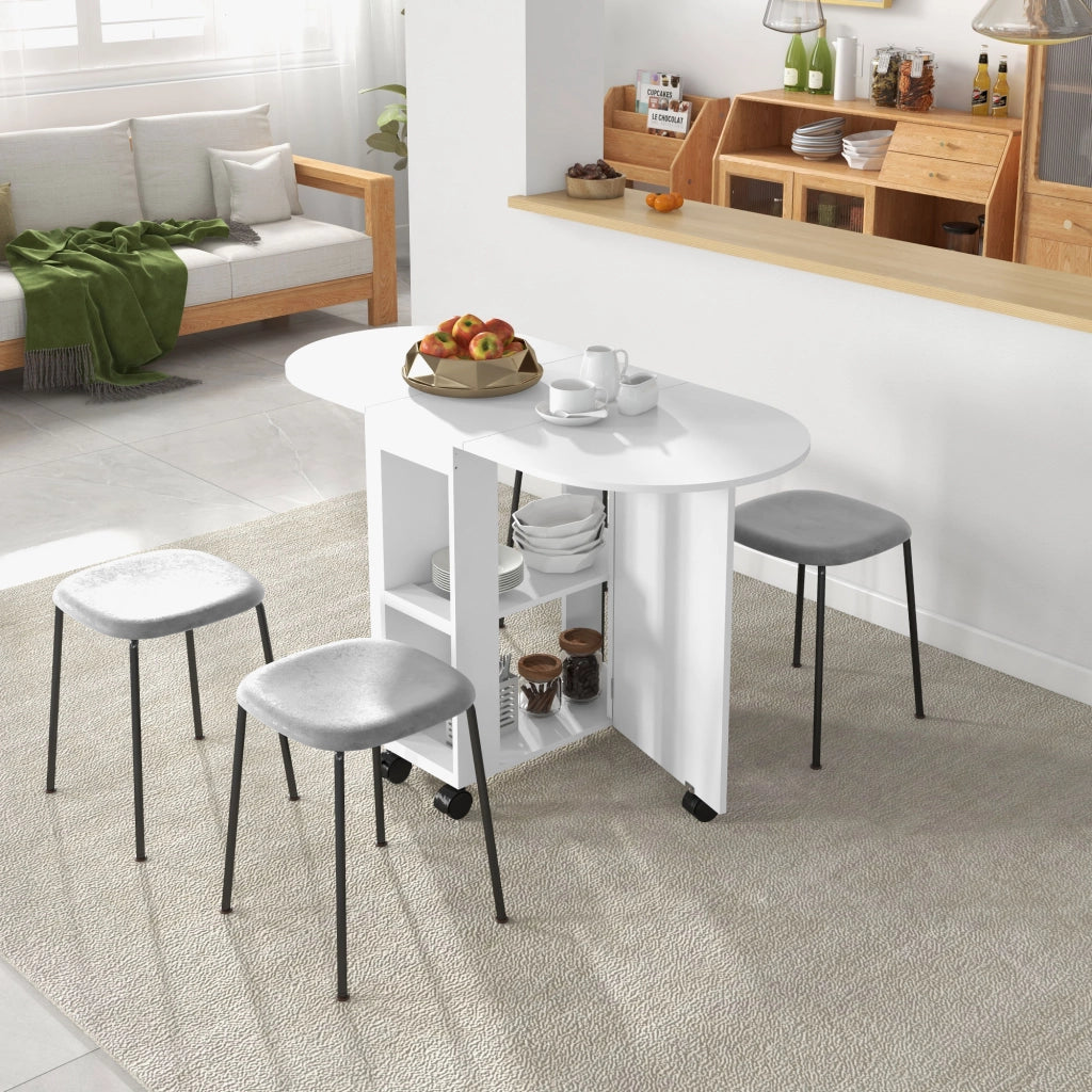Tavolo da pranzo pieghevole con rotelle ¨C zephmum ¨C bianco 120x60x77 cm