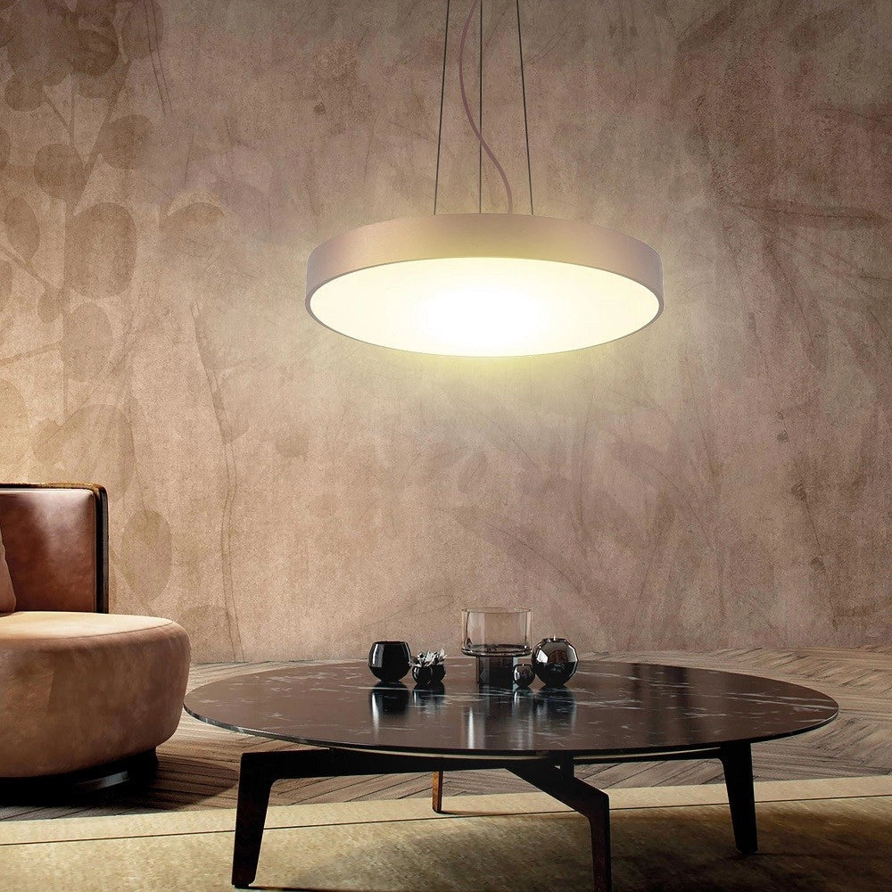 Trade Shop - Lampadario Cerchio 40 Cm Led 43 W Lampada Up Down Sospensione 2 Temperature Luce -