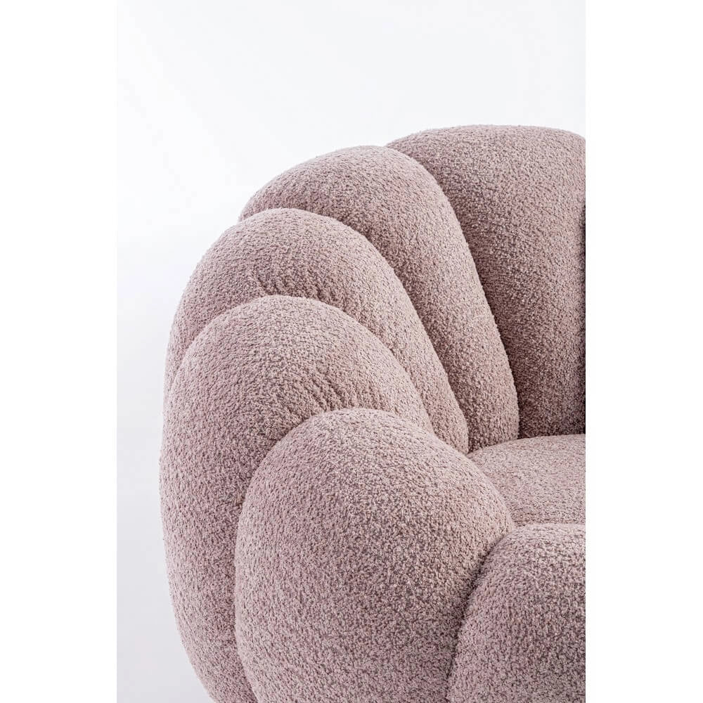 Poltrona Girevole Bouclé con Base in Acciaio Dorato - RACHEL