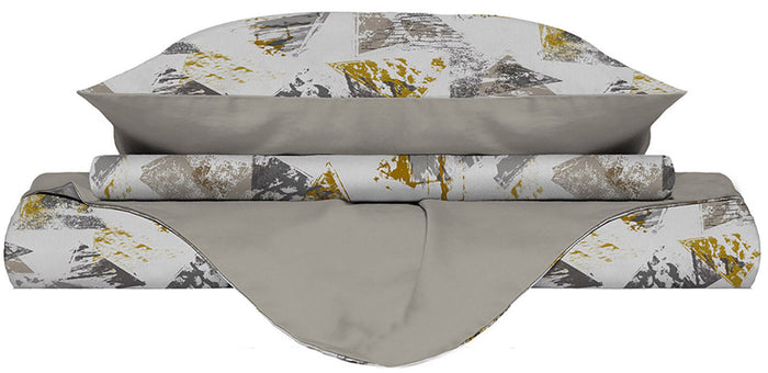 Copripiumino 1 Piazza e Mezzo con Federe Stampato in Microfibra Urban Giallo