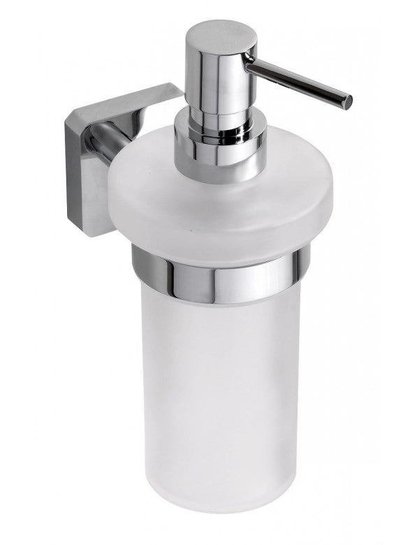 Dispenser di sapone liquido da parete TASI in ottone cromato e vetro / 230 ml