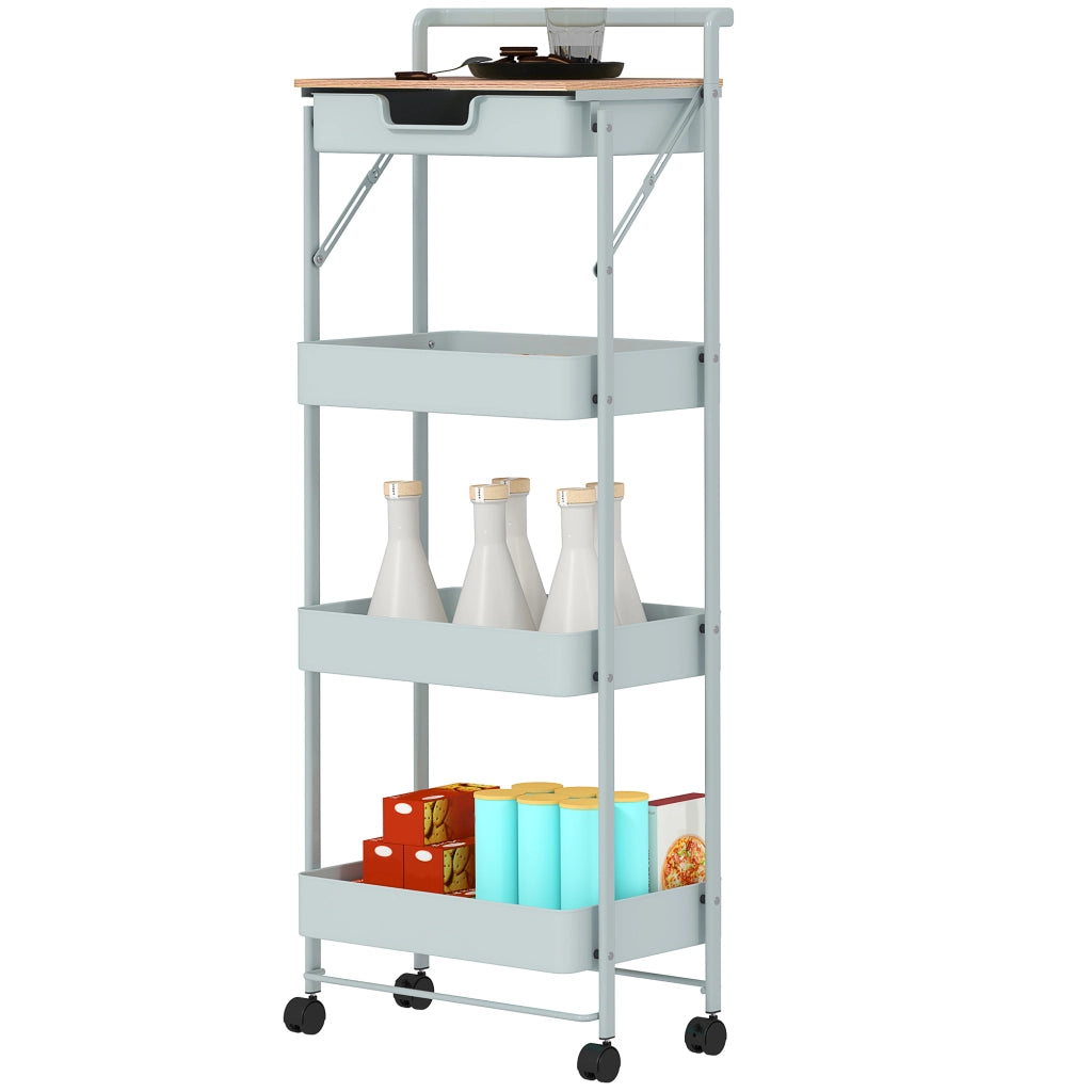 Carrello mobile con cassetto e cestini ¨C Zephmum ¨C 4 livelli verde