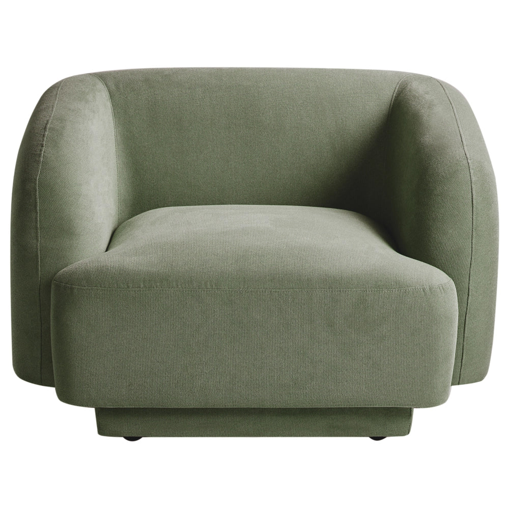 Poltrona in tessuto verde stile retro glam art decor con braccioli