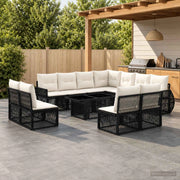 Set Divano da Giardino 12 pz Nero e Bianco Crema polyrattan 3436960