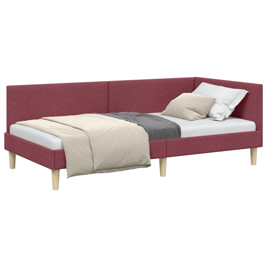 Letto singolo | Letto per adulti | Cornice del letto ad angolo Rosso Vino 80 cm x 200 cm