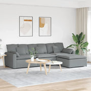 Divano Modulare con Poggiapiedi e Cuscini Grigio Chiaro 3321057